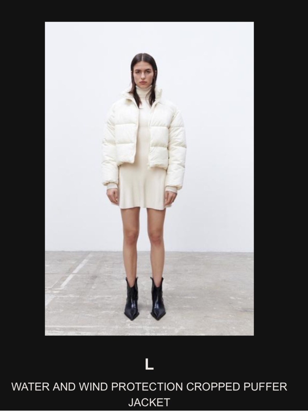 Zara Cropped Puffer Jacket in Cream